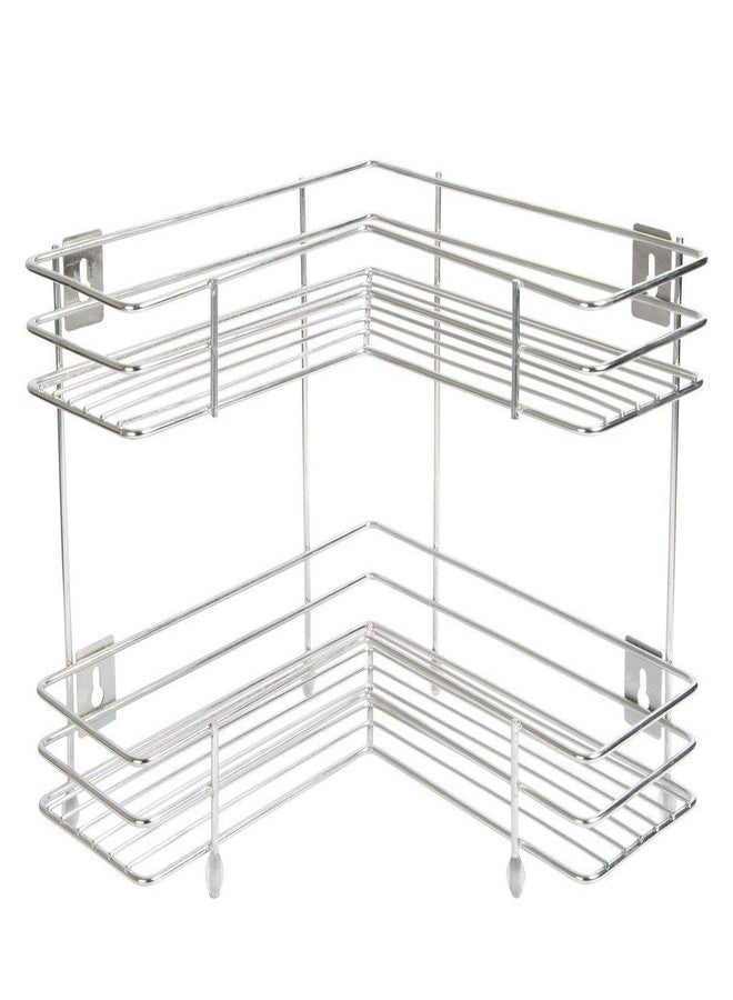 VISHVA Stainless Steel Wired Wall Mount Corner Rack (2 Layer Corner) - Image 2