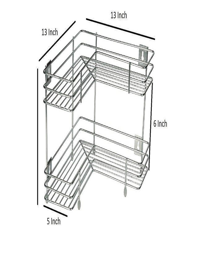 VISHVA Stainless Steel Wired Wall Mount Corner Rack (2 Layer Corner) - Image 3