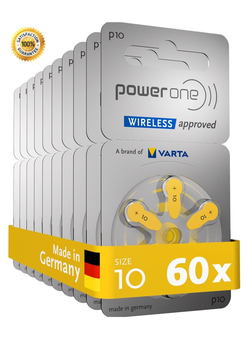 Power One 1.45V Original High Level Hearing Aid Batteries P10 Pack Of 60 Pieces  - Image 2