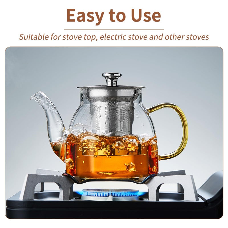DOPUDO Glass Tea Pot With Stainless Steel Infuser And Lid (Octagonal)  Clear Glass Teapot  Borosilicate Hydrochloric Glass Heat Resistant  Fine Glass Filter For Flower Tea  Tea Bags (27 Oz / 800 Ml) - Image 5