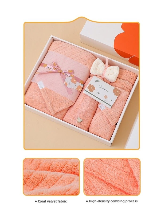 5-Piece Bath Towel Set Skin Friendly Coral Wool Quick Drying  - Image 3