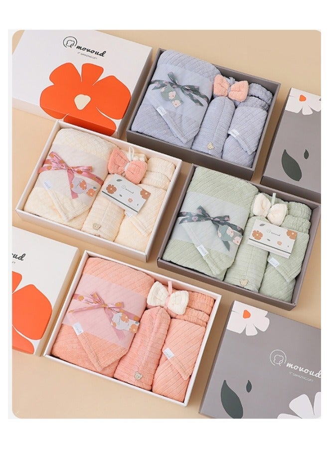 5-Piece Bath Towel Set Skin Friendly Coral Wool Quick Drying  - Image 2