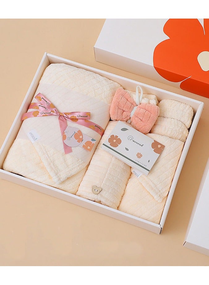 5-Piece Bath Towel Set Skin Friendly Coral Wool Quick Drying  - Image 1