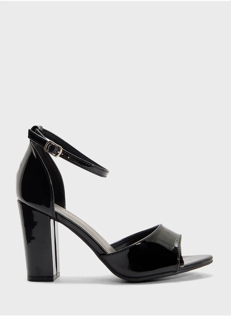 ELLA Block Heel Sandal With Ankle Strap