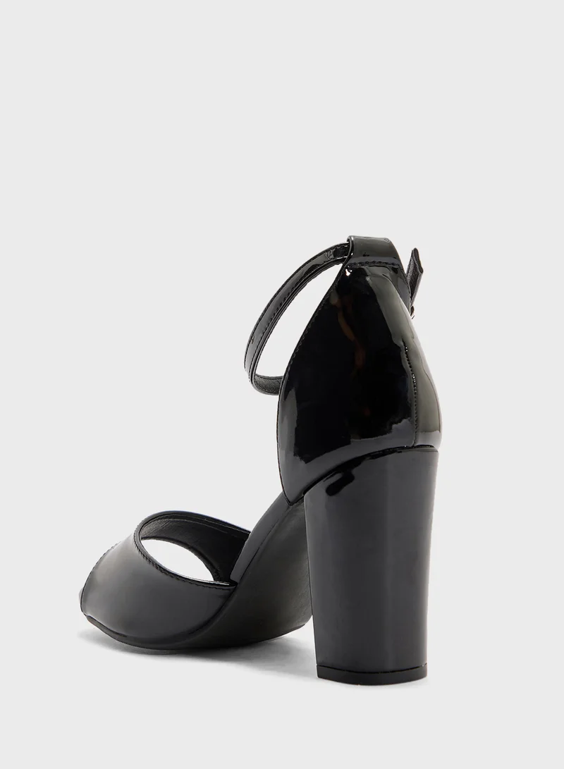 Anne Michelle Block Heel Sandal With Ankle Strap