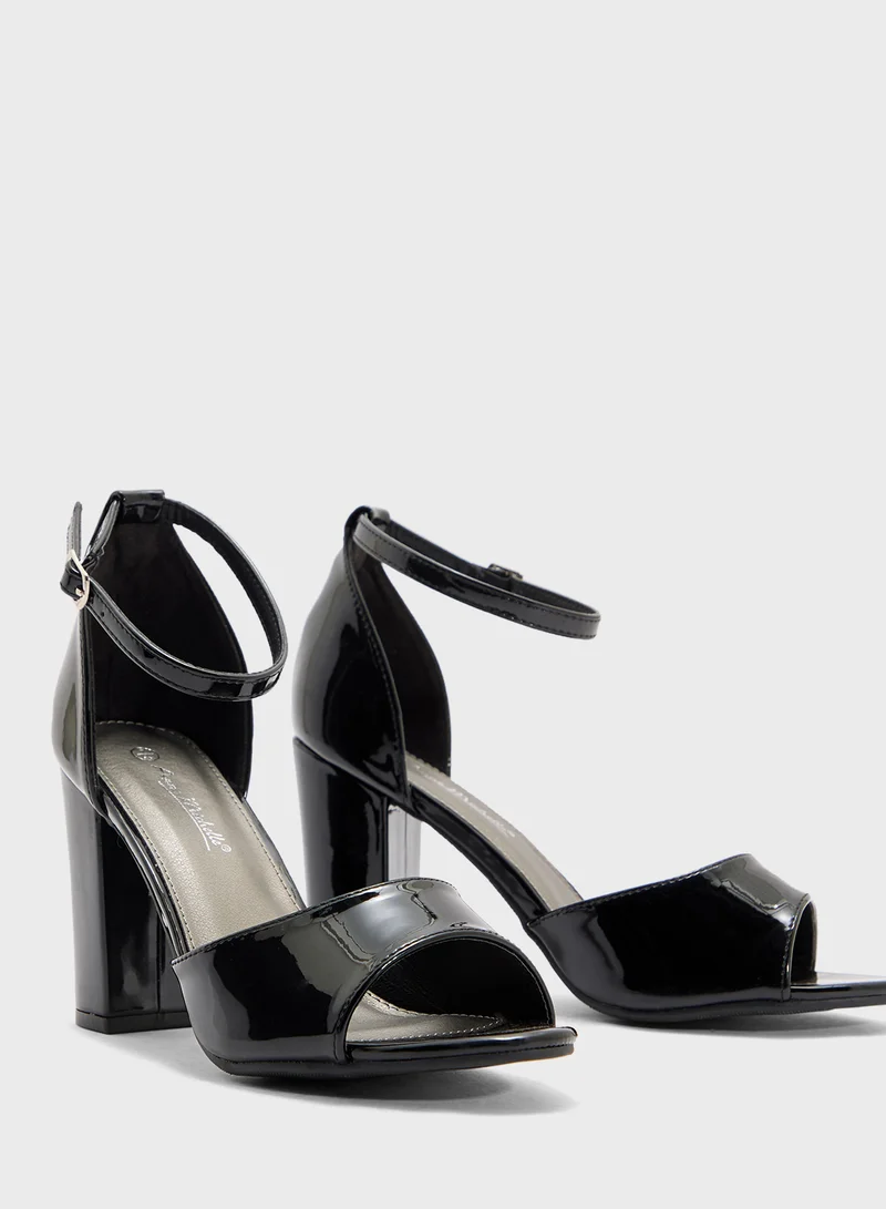 Anne Michelle Block Heel Sandal With Ankle Strap