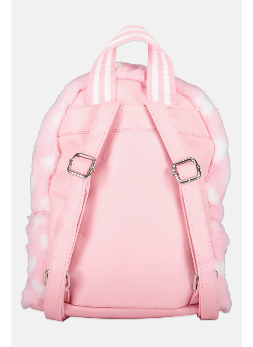OMG Accessories - Kids Girl Butterfly Heart Print Faux Fur Backpack 25 H x 23 L x 8 W cm, Pink - Image 1