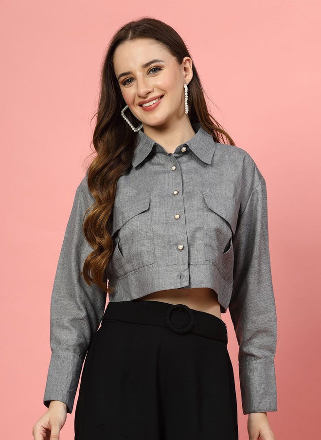 PlusS Casual Grey Shirt for Women - Image 1