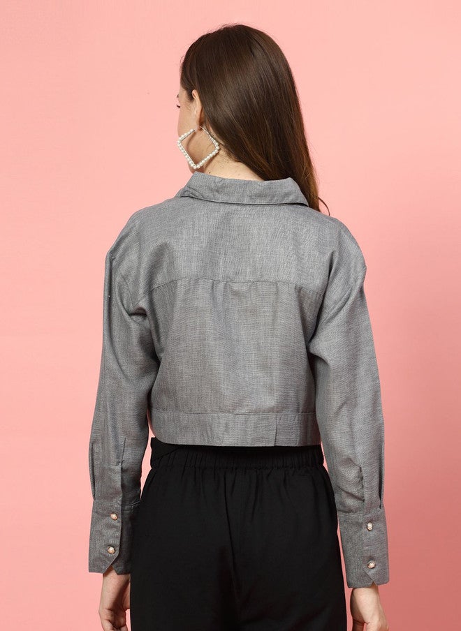 PlusS Casual Grey Shirt for Women - Image 4