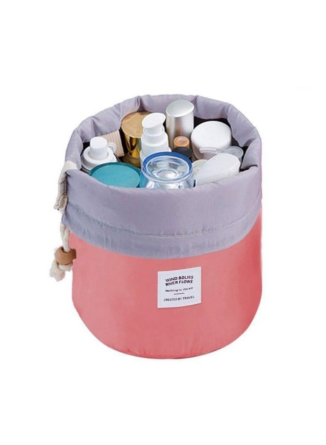 Clomana Bucket Barrel Shaped Travel Dresser Pouch Cosmetic Makeup Bag For Girl (Multicolour) - Image 1
