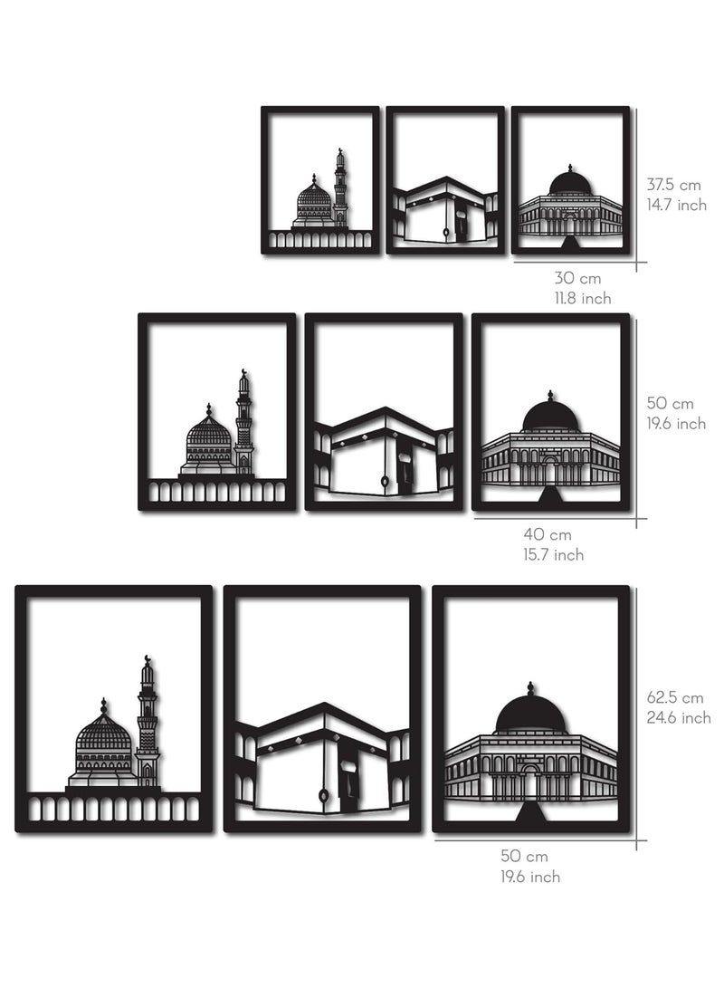 تي بي جي بي مسجد الأقصى، المسجد الحرام والمسجد النبوي | ديكور حائط الكعبة الخشبي والأكريليك | زينة رمضان | هدية إسلامية | (صغير، فضي | الثلاثة جميعًا) - Image 3