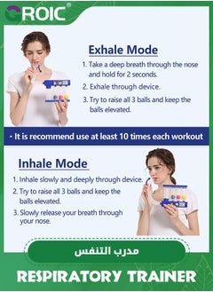 GROIC Breathing Exerciser Trainer,Breathing Exercise Device for Lungs, Deep Breathing Trainer,Lung Exerciser Device with Adjustable Volume Measurement- Inhalation and Exhalation Modes  - Image 5