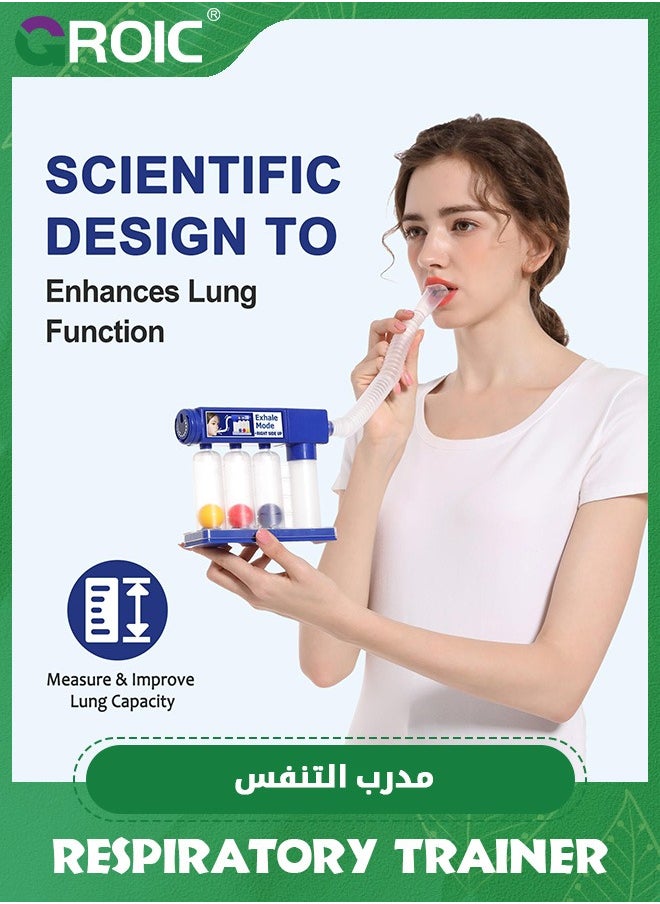 GROIC - Breathing Exerciser Trainer,Breathing Exercise Device for Lungs, Deep Breathing Trainer,Lung Exerciser Device with Adjustable Volume Measurement- Inhalation and Exhalation Modes - Image 1