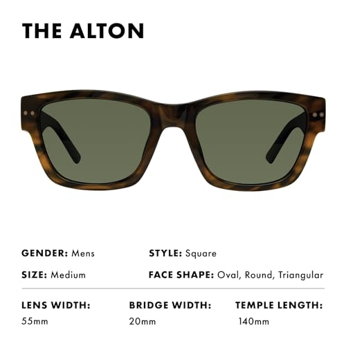 PRIVÉ REVAUX Prive Revaux The Alton Square Sunglasses – Handcrafted, Scratch & Impact Resistant Lenses with 100% UV Protection – For Men – Olive Horn - Image 2