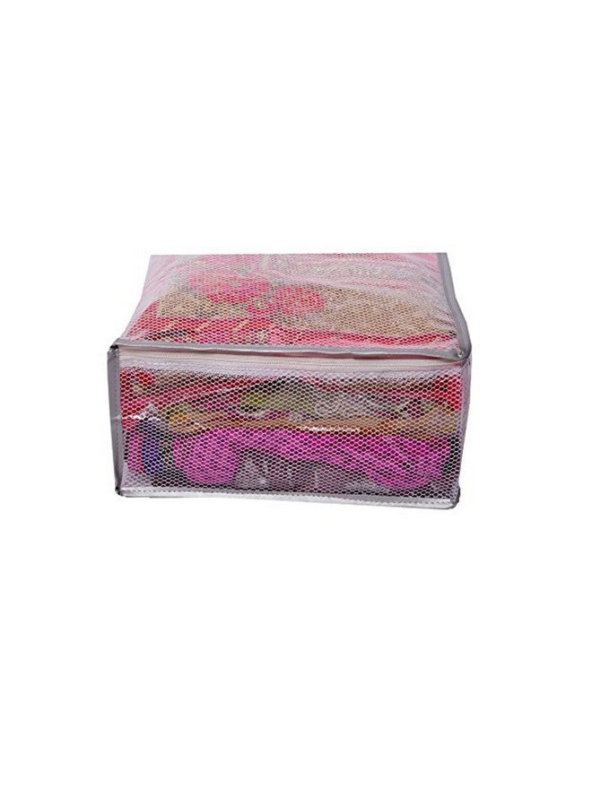 Kuber Industries Clothes Organizer For Wardrobe (Pack of 4) - Transparent Storage Organizer For Saree | Shirts | Lehenga - Dress Organizer For Wardrobe - Saree Covers With Zip (Transparent) (With Net) - Image 2