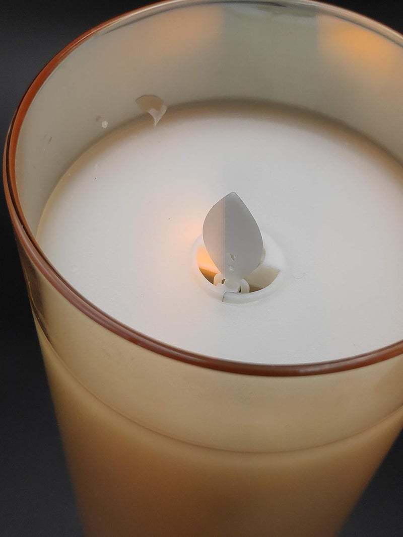 LTETTES LED Glass Cup Pillar Candle | Real Wax | Amber Glass | Flameless Flickering Wick | Battery Operated | Remote Controlled | Home Decor | 6" Height x 3" Dia (Amber) - Image 3