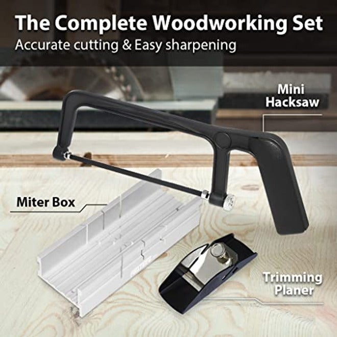 Verstinfo H5406 Aluminum Miter Box Set with Thin Kerf Slot, with Mini Saw and Trimming Plane, 45/90/135 Degree Slot Angles - Image 2
