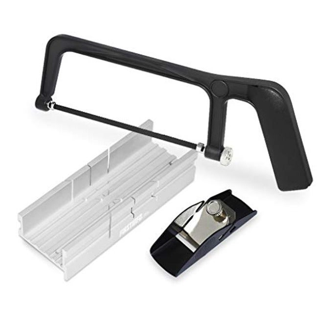 Verstinfo H5406 Aluminum Miter Box Set with Thin Kerf Slot, with Mini Saw and Trimming Plane, 45/90/135 Degree Slot Angles - Image 1