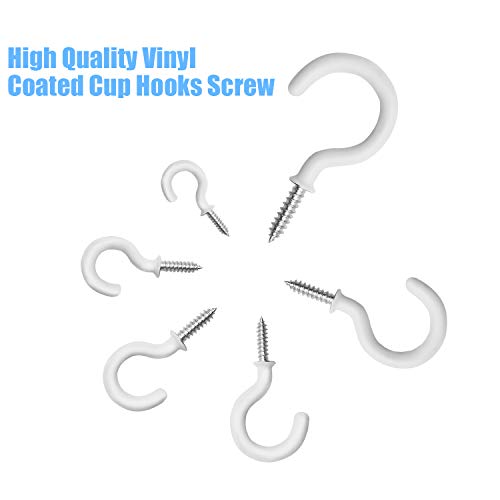 DYWISHKEY Cup Hooks Kit, 110PCS 6 Sizes, Vinyl Coated Ceiling Hooks Holder for Home, Office and Workplace, White (1/2", 5/8", 3/4", 7/8", 1", 1-1/4") - Image 4