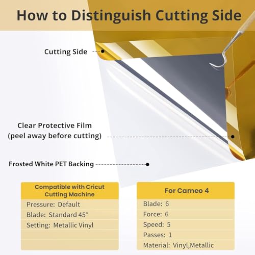 HTVRONT Gold Chrome Vinyl - 12" x 15FT Gold Permanent Adhesive Vinyl for All Cutting Machine-Gold Mirror Metallic Easy to Cut & Weed - Image 4