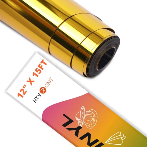 HTVRONT Gold Chrome Vinyl - 12" x 15FT Gold Permanent Adhesive Vinyl for All Cutting Machine-Gold Mirror Metallic Easy to Cut & Weed - Image 1