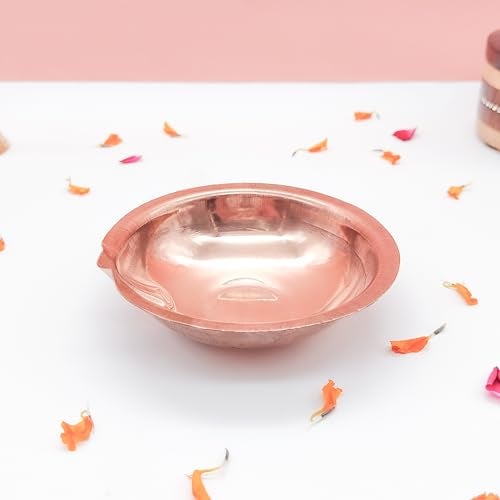 DOKCHAN Copper Akhand Diya (Size 1) -25 Gm | High Quality Oil Lamp for Daily Puja & Other Religious Rituals, Home, Office & Temples Festive Gifts | Copper Diya for Home Decor (2cm H x 8cm L) - Image 4