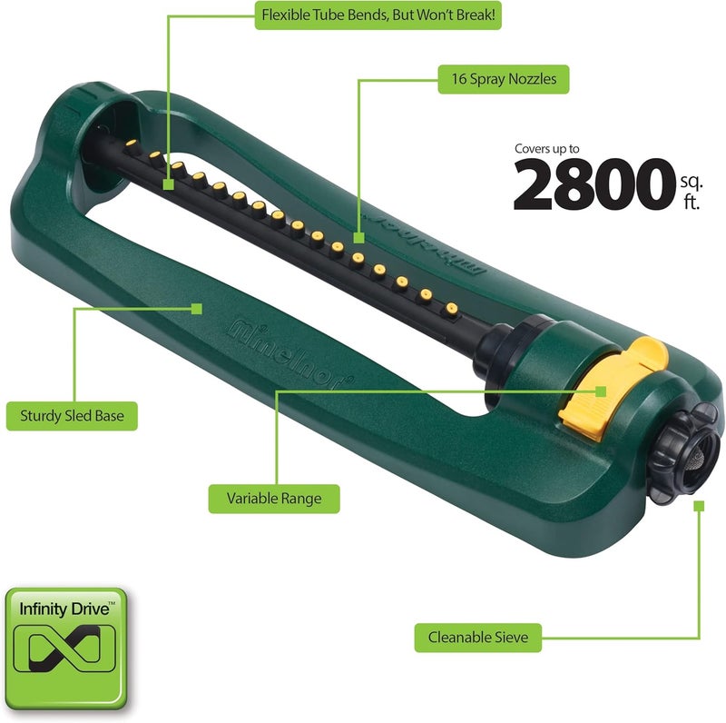 Melnor 65148AMZ 2800 SF 16 Nozzle Oscillating Sprinkler Bundle, Green, Yellow - Image 4