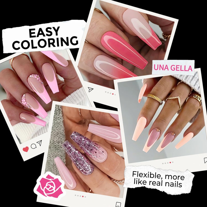 UNA GELLA Long Coffin Nail Tips: 216pcs Coffin Acrylic Fake Nails Full Cover Gel Nail Tips Press On Nails Clear Tips for Nail Extension DIY Salon 12 Sizes - Image 4