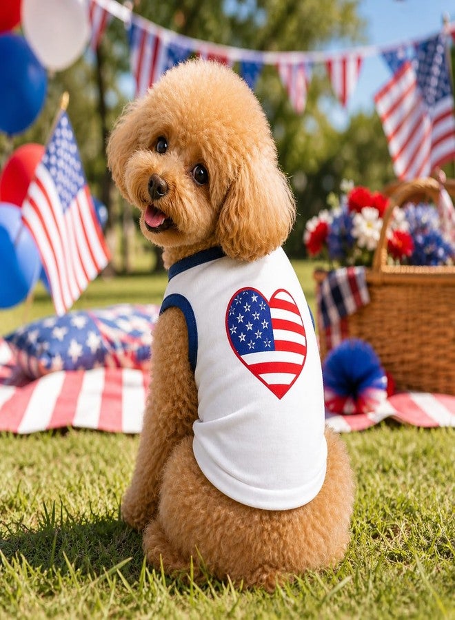 Petitebelle Petitebella USA Heart Puppy Dog Shirt (White/Blue, Large) - Image 3