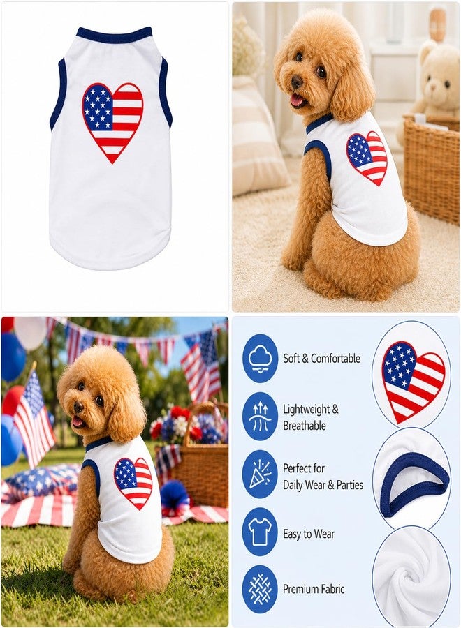 Petitebelle Petitebella USA Heart Puppy Dog Shirt (White/Blue, Large) - Image 2