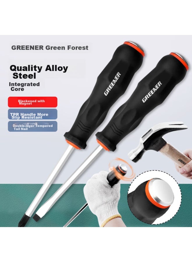 Greener Ultra-hard Core Screwdriver 6.3*100mm Household Set, Flathead Impact Driver For Stubborn And Rusty Surfaces - Image 1