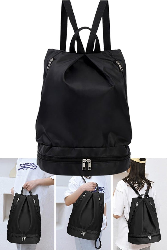 VUCATIN Swim Bag Dry Wet Separation Backpack with Shoe Compartment Lightweight Waterproof Pool Beach Swimming Athlete Sports Backpack for Mens Womens (Black) - Image 1
