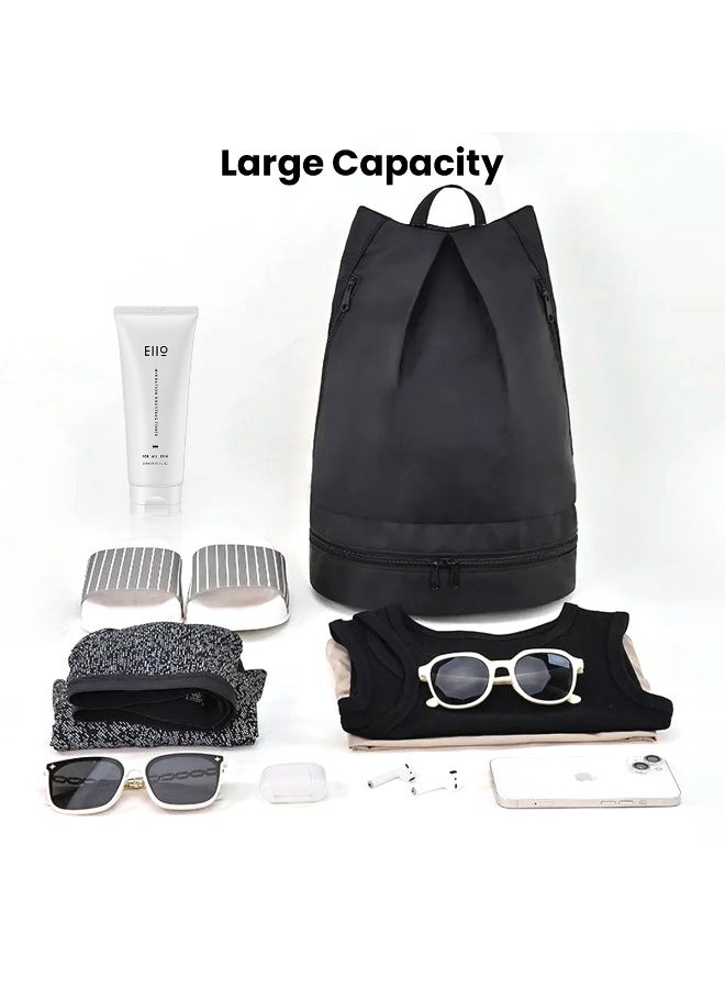 VUCATIN Swim Bag Dry Wet Separation Backpack with Shoe Compartment Lightweight Waterproof Pool Beach Swimming Athlete Sports Backpack for Mens Womens (Black) - Image 4