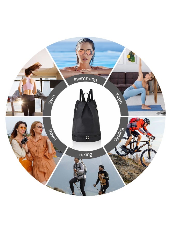 VUCATIN Swim Bag Dry Wet Separation Backpack with Shoe Compartment Lightweight Waterproof Pool Beach Swimming Athlete Sports Backpack for Mens Womens (Black) - Image 5