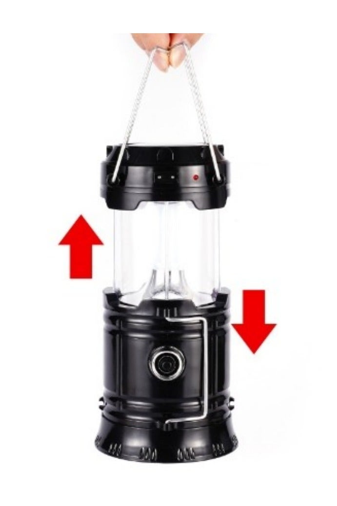 Collapsible Portable LED Camping Lantern Lightweight Waterproof Solar USB Rechargeable LED Flashlight Survival Kits for Indoor Outdoor Home Emergency Light Power Outages Hiking Hurricane 1-Pack Black - Image 5