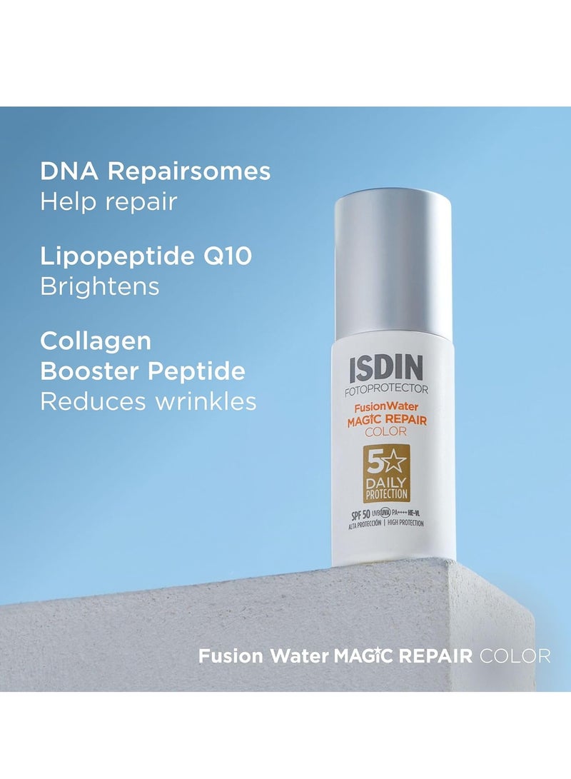 ISDIN Foto Ultra Age Repair Color Fusion Water SPF 50 Tinted facial sunscreen Triple anti aging action Natural coverage 50 ml - Image 3