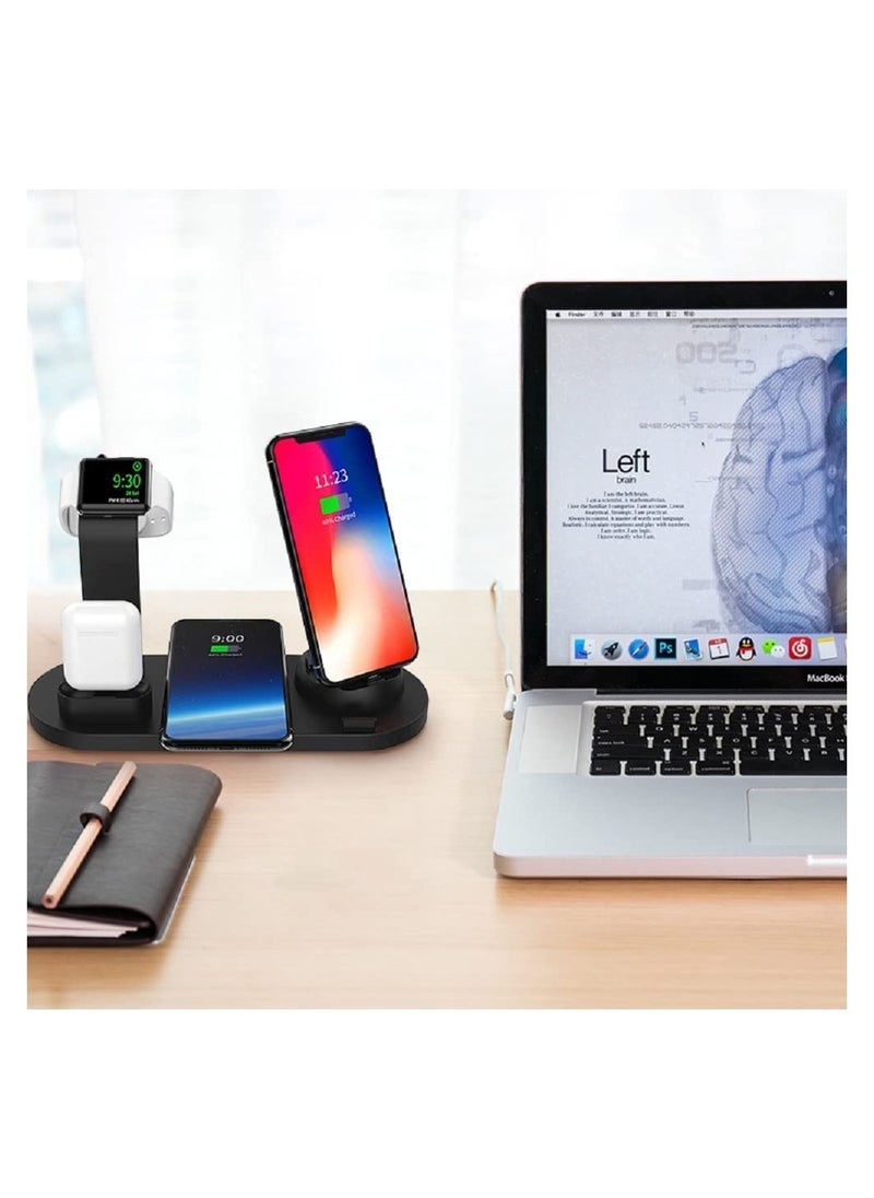 ELTRAZONE - Wireless Charger,6 in 1 Wireless Fast Charging, Stand for Apple Watch Series 6/SE/5/4/3/2/1, Qi Wireless Charging Dock for iPhone 12/11/Pro/Max/XS/Max/XR/XS/X - Image 1