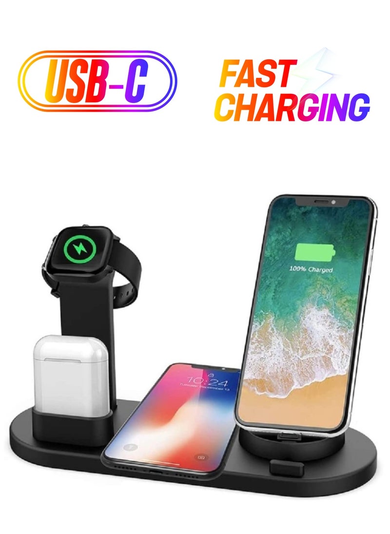 ELTRAZONE - Wireless Charger,6 in 1 Wireless Fast Charging, Stand for Apple Watch Series 6/SE/5/4/3/2/1, Qi Wireless Charging Dock for iPhone 12/11/Pro/Max/XS/Max/XR/XS/X - Image 1