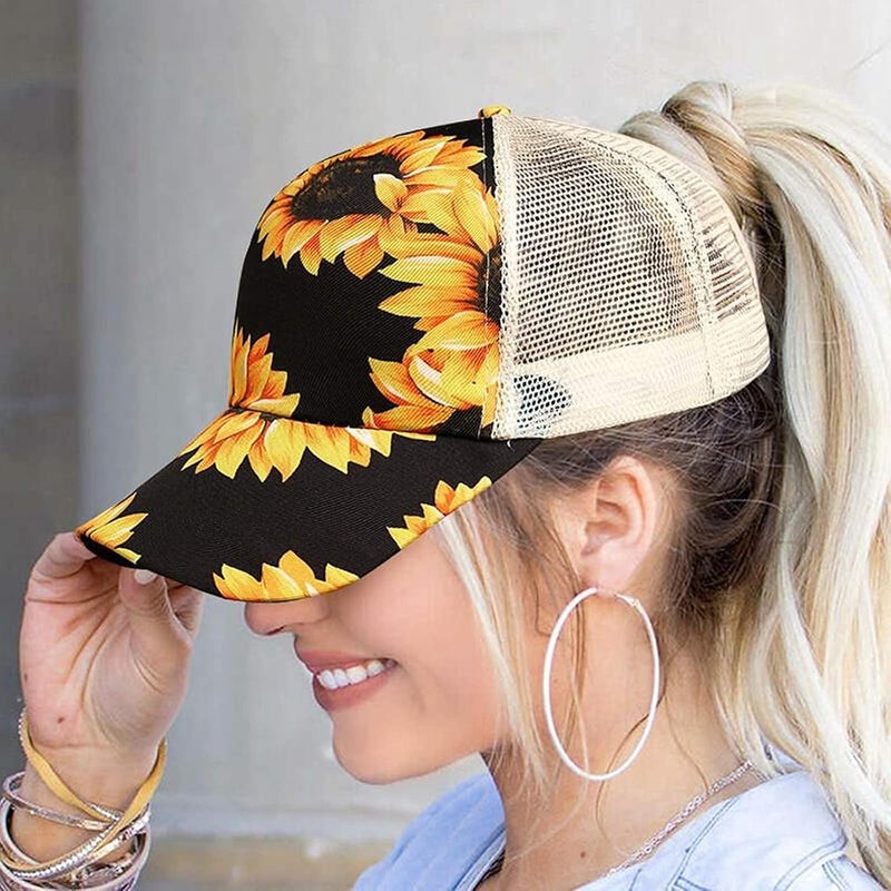 ProMindFun Womens Pony Hat High Ponytail Baseball Cap Girls Messy Bun Caps Camouflage Trucker Bad Hair Day Adjustable Dad Hat - Image 4