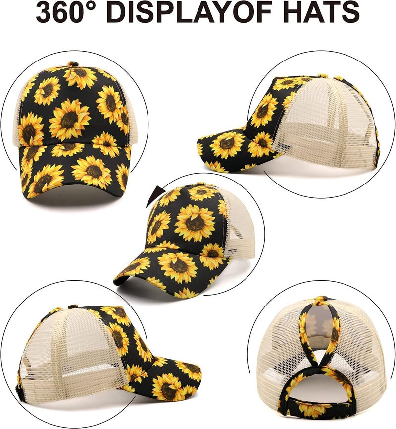 ProMindFun Womens Pony Hat High Ponytail Baseball Cap Girls Messy Bun Caps Camouflage Trucker Bad Hair Day Adjustable Dad Hat - Image 5