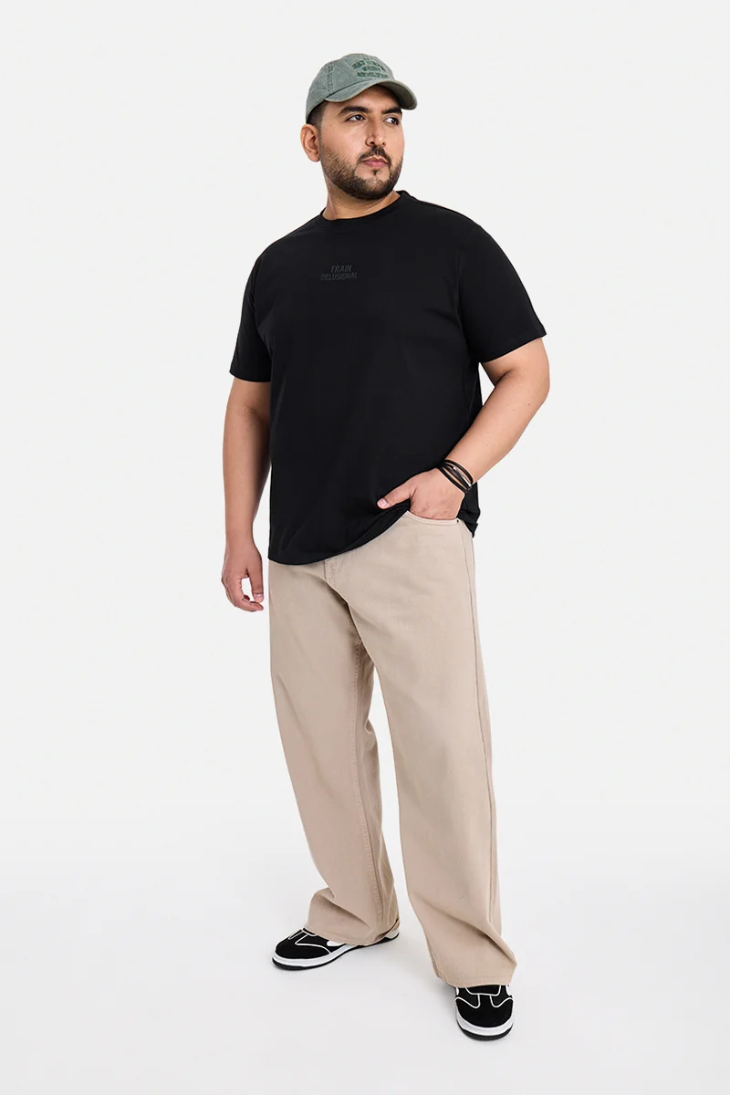 سنيتش Black Graphic Regular Fit Plus Size T-Shirt
