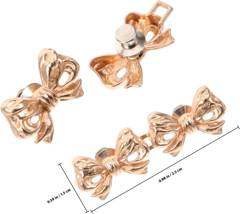 Healifty 16pcs Waistband Tightener Buttons and Nail-Free Pant Waist Adjusting Clips, Detachable Bowknot Design in Gold, Silver, Gunmetal, Bronze for Jeans and Pants Waist Adjustment - Image 2