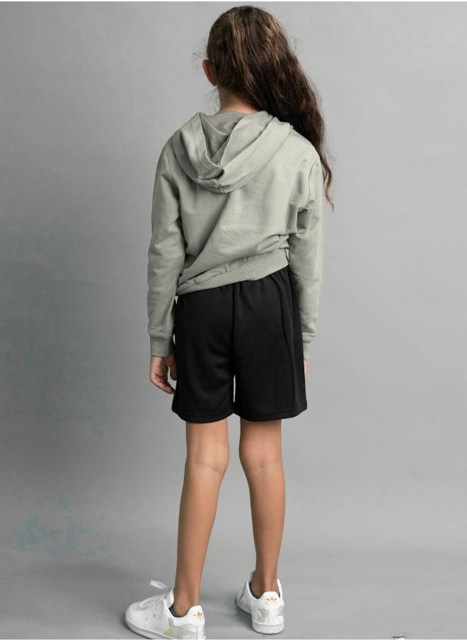 Mei Stylish - Kids unisex Hooded T-Shirt- Solid Grey Long Sleeve Hoodie - Image 1