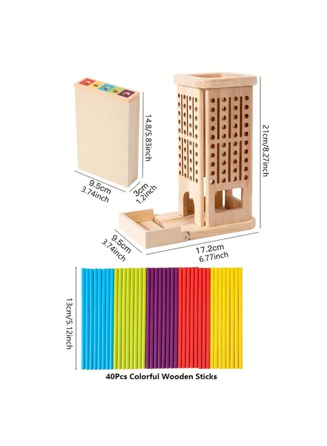 3 In 1 Sticks Pulling Wooden Board Games For Kids Colorful Stick Math Counting Educational Toys Fine Motor Skill Toy Classic Fun Dice Games Family Game Multiplayer Parent Child Interaction - Image 3