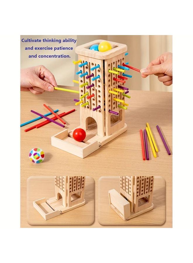 3 In 1 Sticks Pulling Wooden Board Games For Kids Colorful Stick Math Counting Educational Toys Fine Motor Skill Toy Classic Fun Dice Games Family Game Multiplayer Parent Child Interaction - Image 5