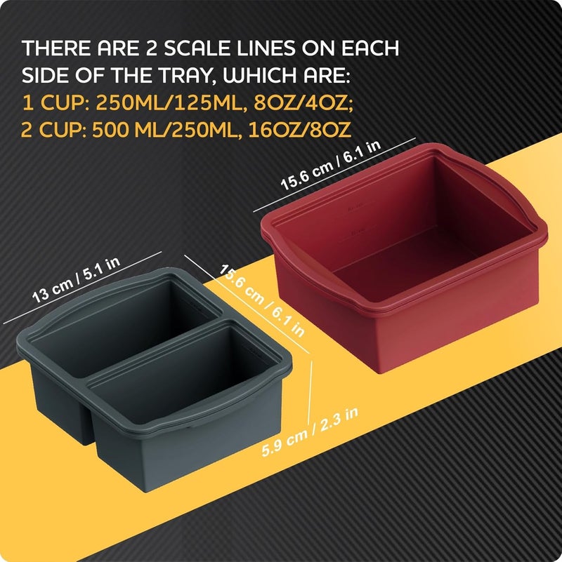 ZIP STANDING Silicone Freezer Trays with Lids, Set of 4 - with 1cup and 2 cup Silicone Freezer Molds for freezing soups, sauces and individual microwave safe - Image 4