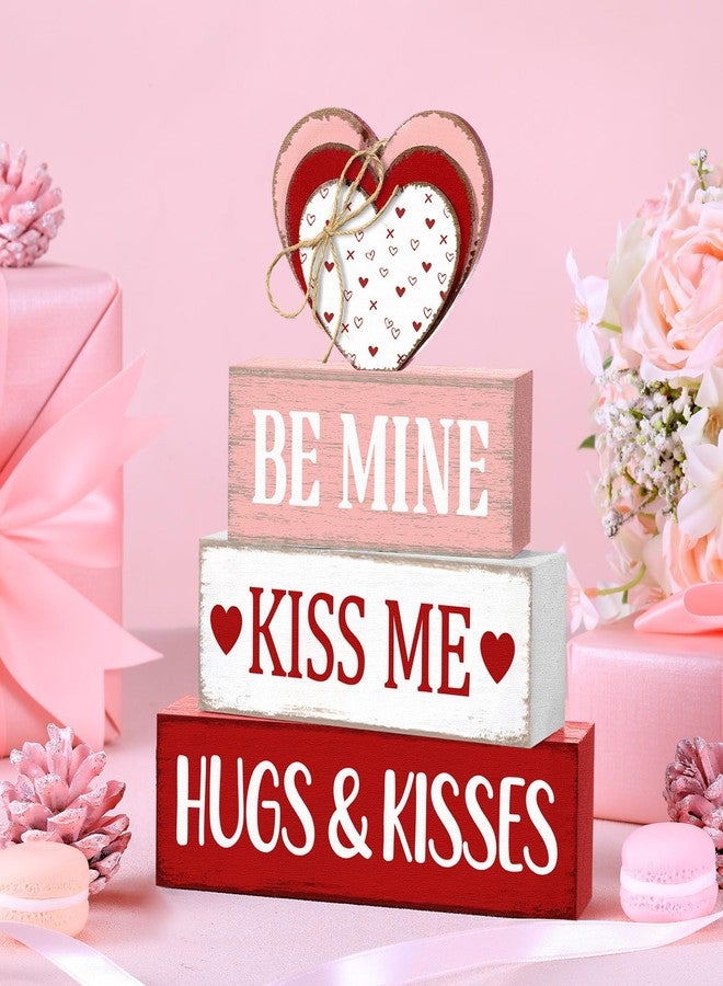 Marsui 4 Pcs Valentine's Day Wooden Signs Heart Truck Table Decor Rustic Distressed Valentines Centerpieces Blocks Farmhouse Tiered Tray Decor Valentine Day Decorations for Home Desk Shelf (Love) - Image 5