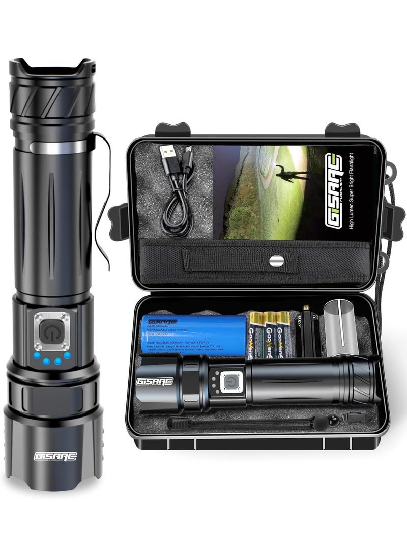 Shadowhawk Unleash powerful brightness with this ultra-strong LED torch delivering up to twenty-thousand lumens. Compact, rechargeable, and equipped with five light modes, it’s ready for any adventure. Comes with a backup battery and durable holster for quick, easy use. Perfect for camping, emergencies, and everyday lighting needs. - Image 1