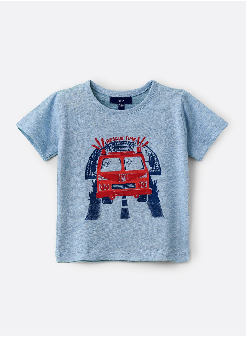 JAM Boys' Blue Rescue Van Graphic Cotton T-Shirt  - Image 1
