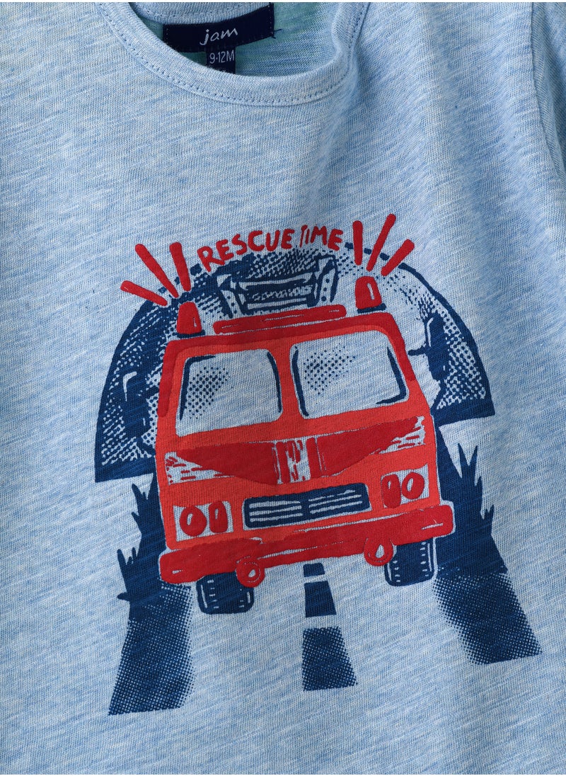 JAM Boys' Blue Rescue Van Graphic Cotton T-Shirt  - Image 4